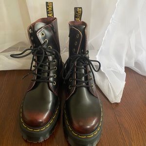 Dr Martens Jadon chunky leather boots in cherry